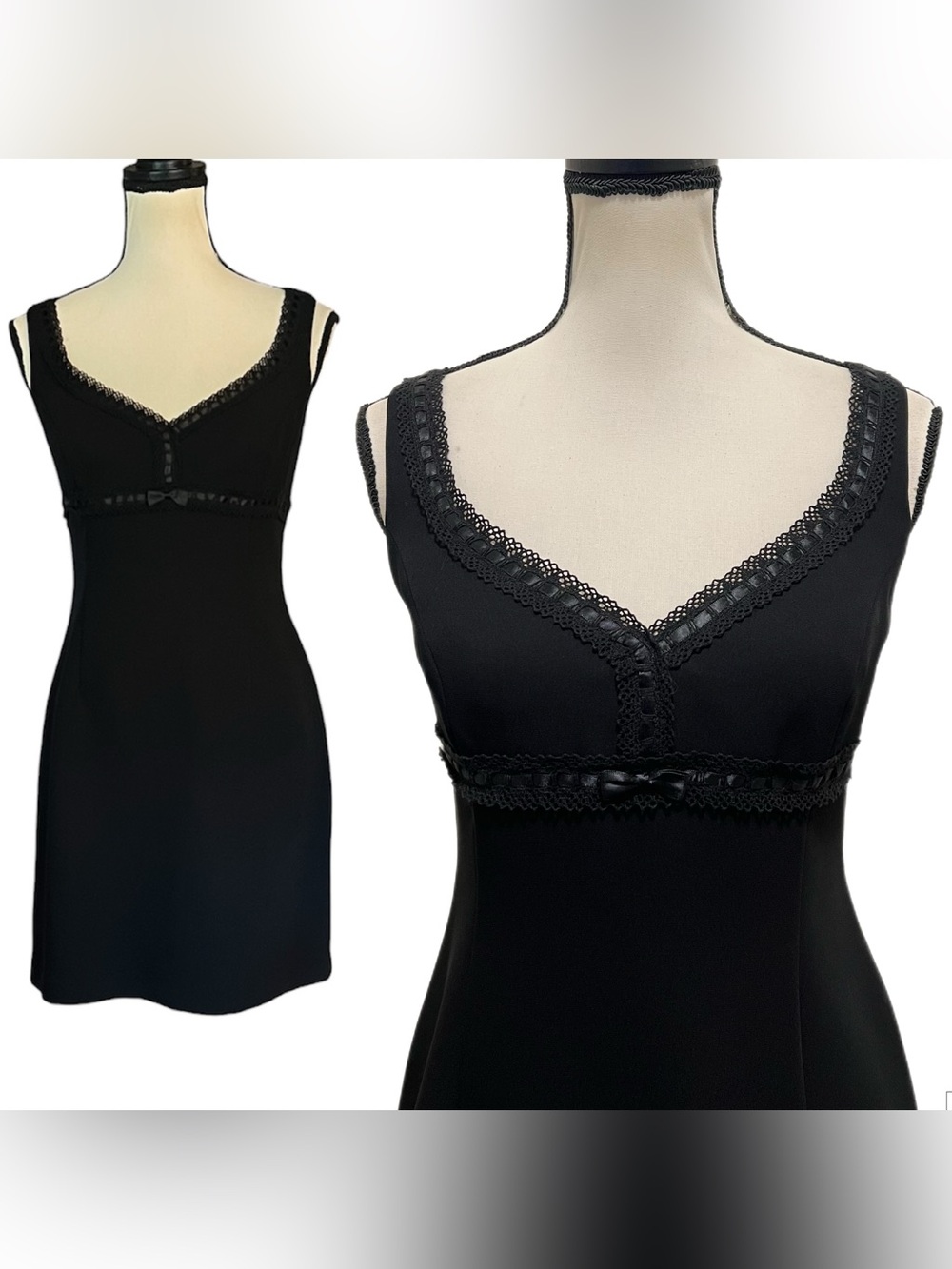 Vintage Nanette Lepore Black Ribbon & Lace Dark Coquette Mini Dress